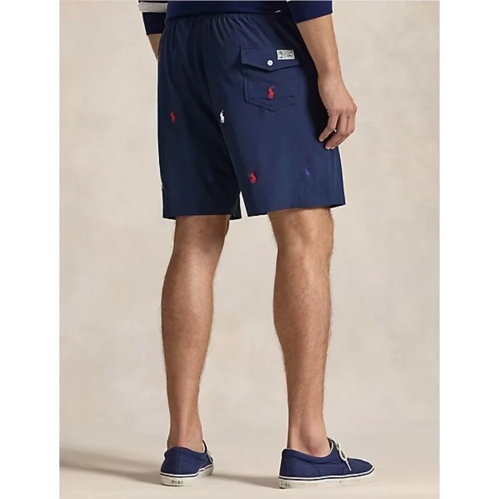 Polo Ralph Lauren Big & Tall All Over Pony Swim Trunks Navy Blue Men's Size 3XB